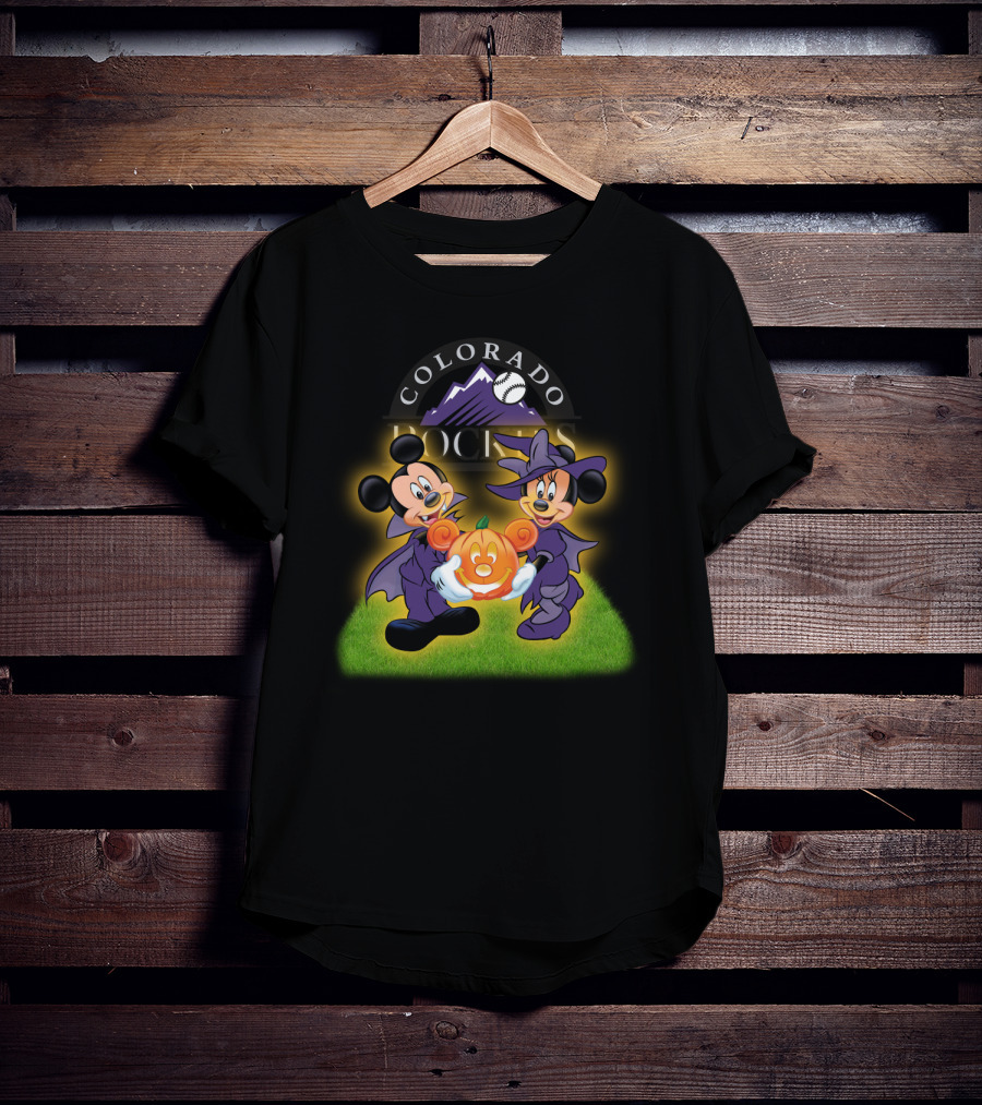 Colorado Rockies Halloween Mickey Minnie Pumpkin T-Shirt
