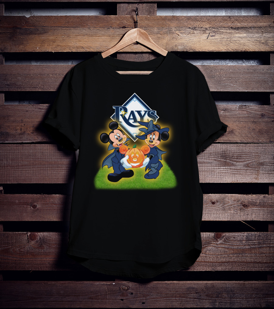 Tampa Bay Rays Halloween Mickey And Minnie Pumpkin T-Shirt