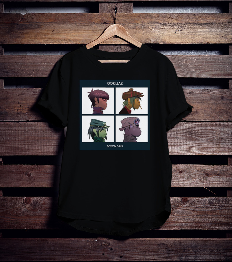 Gorillaz Demon Days Album Cover Characters Quadrant T-Shirt