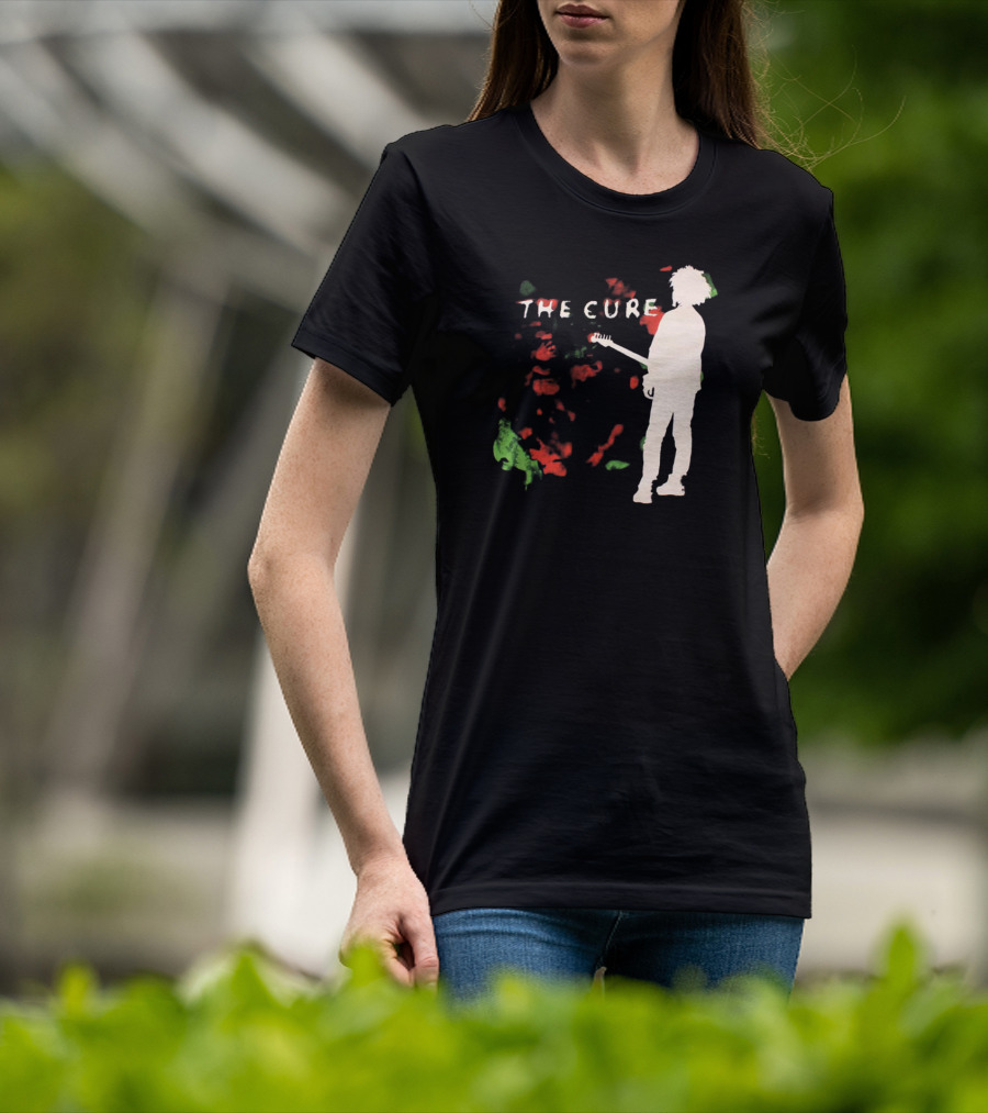 The Cure Guitarist Silhouette With Abstract T-Shirt
