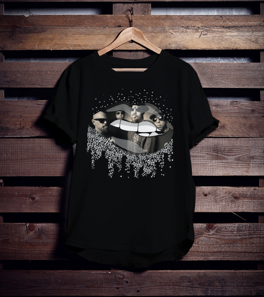 Cypress Hill Band Members Silhouette In Pixelated Lips T-Shirt