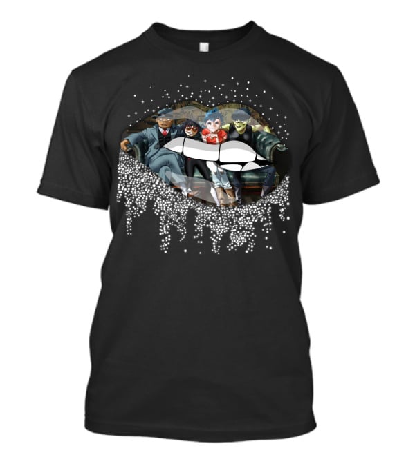 Gorillaz Band Members Sparkling Lips Artwork T-Shirt