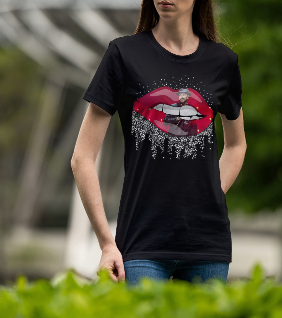 Justin Timberlake Red Lips Dripping Rhinestones Hat T-Shirt