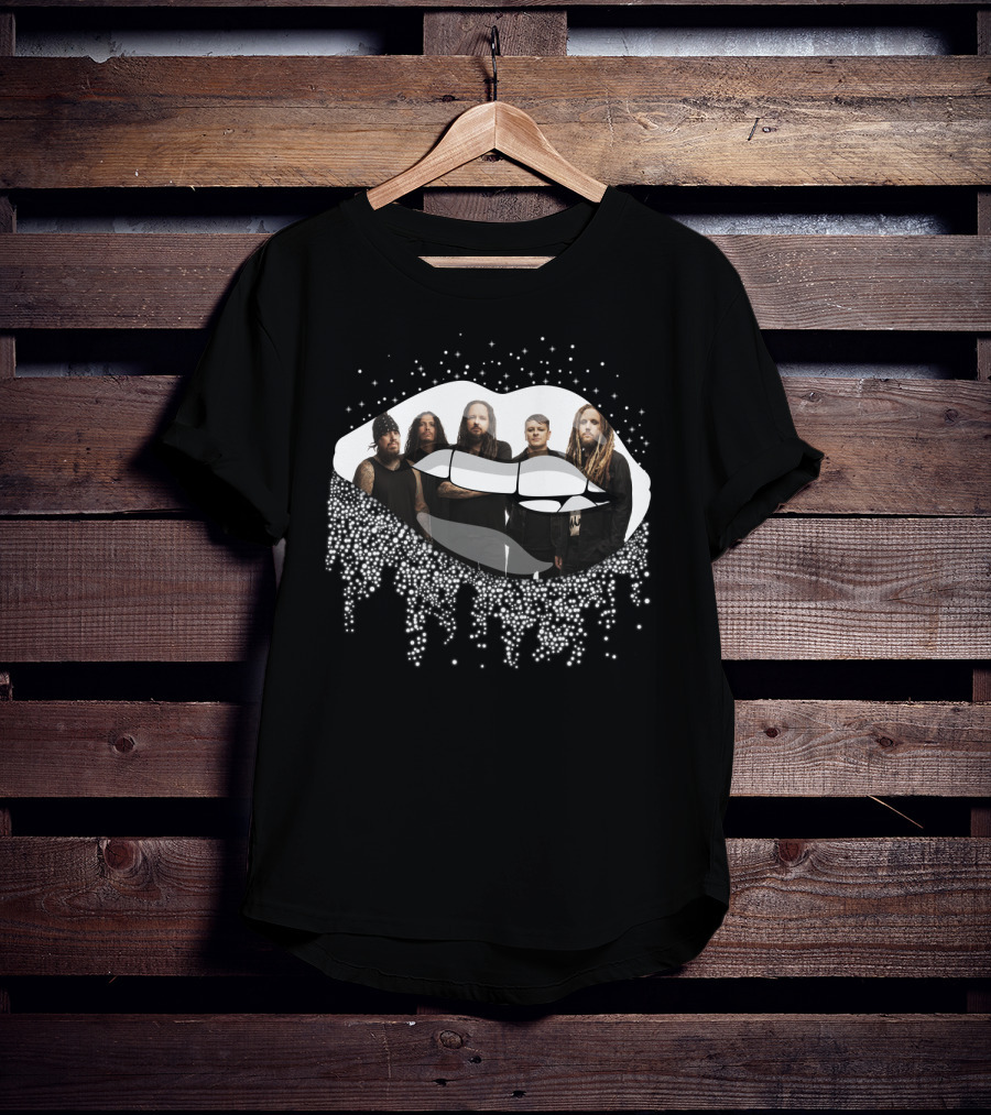 Korn Band Members Inside Dripping Sparkling Lips T-Shirt