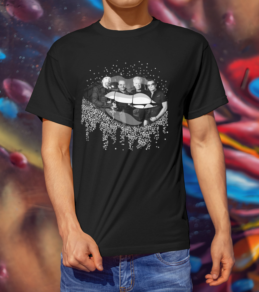 U2 Music Group Photo With Sparkling Lips T-Shirt