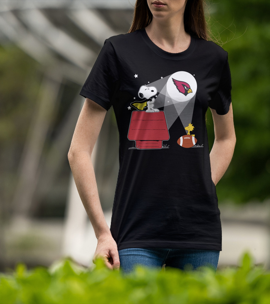 Snoopy And Woodstock Arizona Cardinals Peanuts Football Spotlight T-Shirt