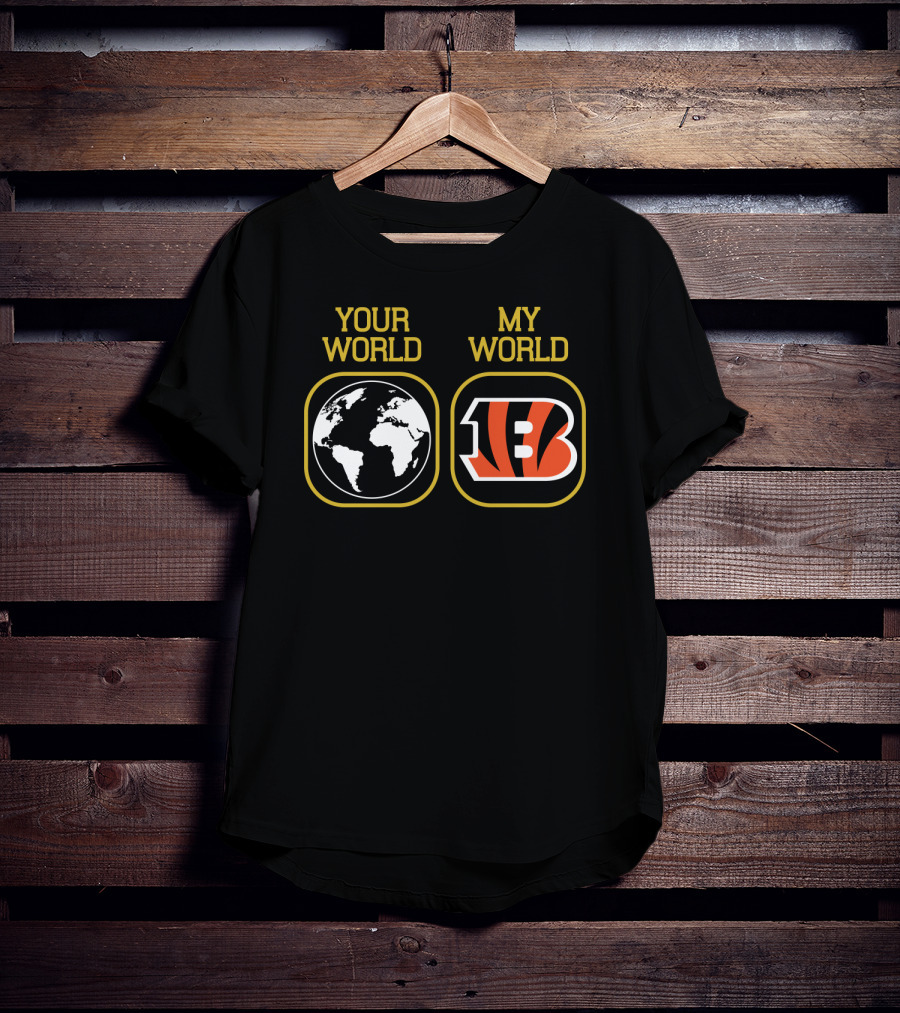 Your World My World Bengals 5 Earth Map Football T-Shirt