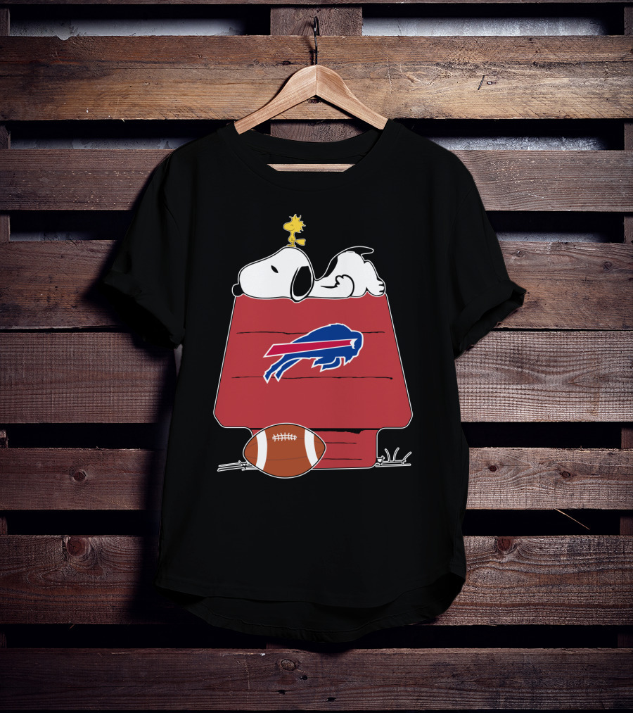 Snoopy Buffalo Bills Football Doghouse With Woodstork T-Shirt