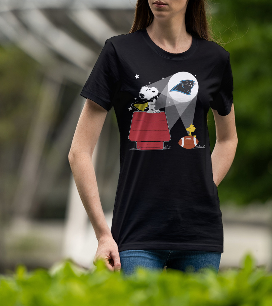 Snoopy Woodstock Carolina Panthers Football Peanuts Fan Tribute T-Shirt