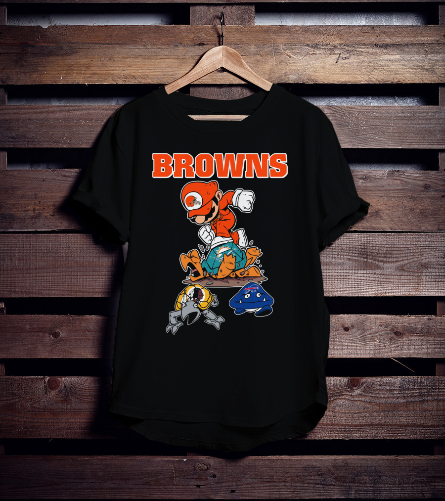 Browns Super Mario Style Character Stomping Nfl Rivals T-Shirt