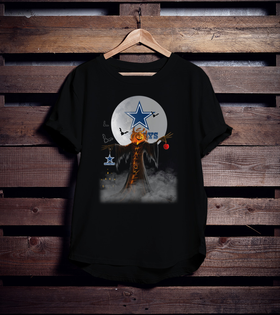 Halloween Dallas Cowboys Pumpkin Star Logo Bats Moon House T-Shirt