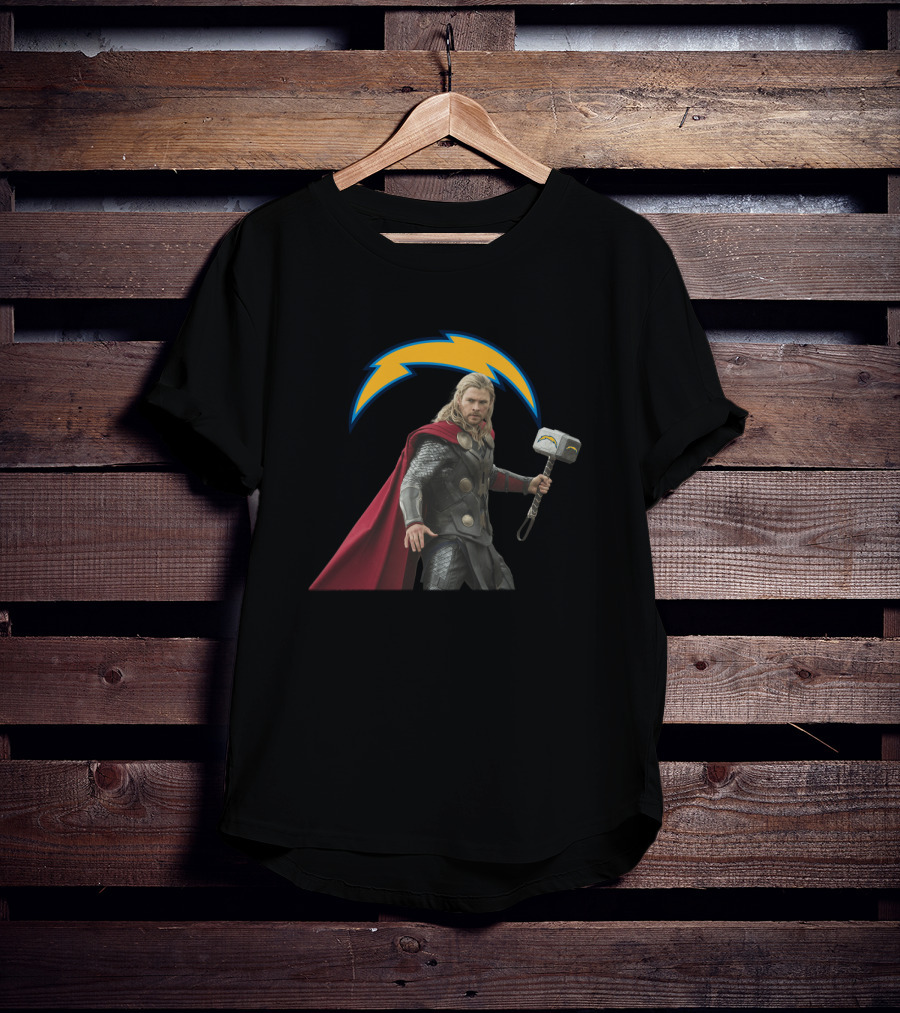 Los Angeles Chargers Thor Lightning Hammer Crossover T-Shirt