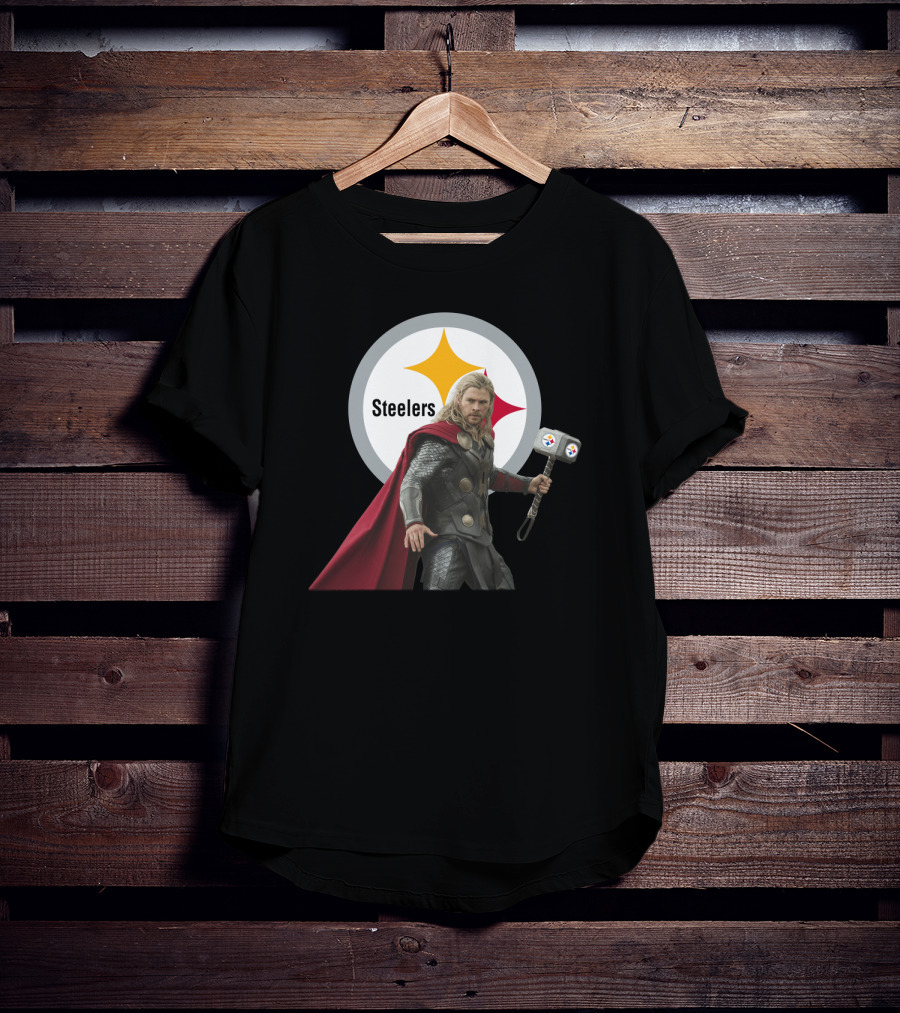 Steelers And Red Cape Hero With Hammer T-Shirt