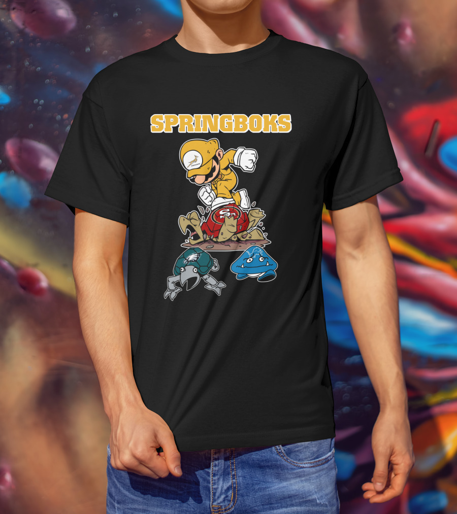 Springboks Jumping Character Over Enemies T-Shirt