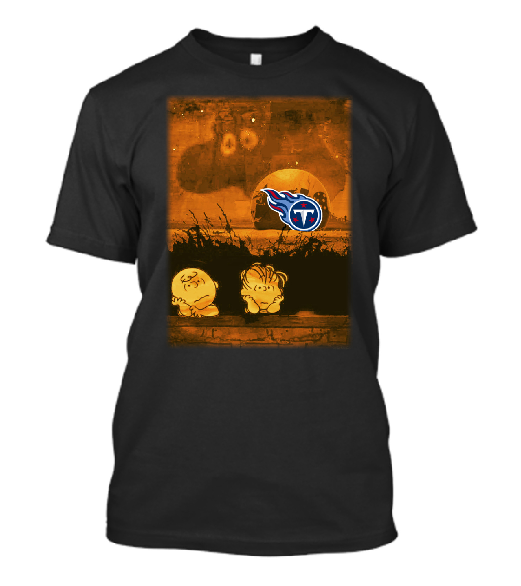 Halloween Tennessee Titans Peanuts Crossover Pumpkin Patch Scene T-Shirt
