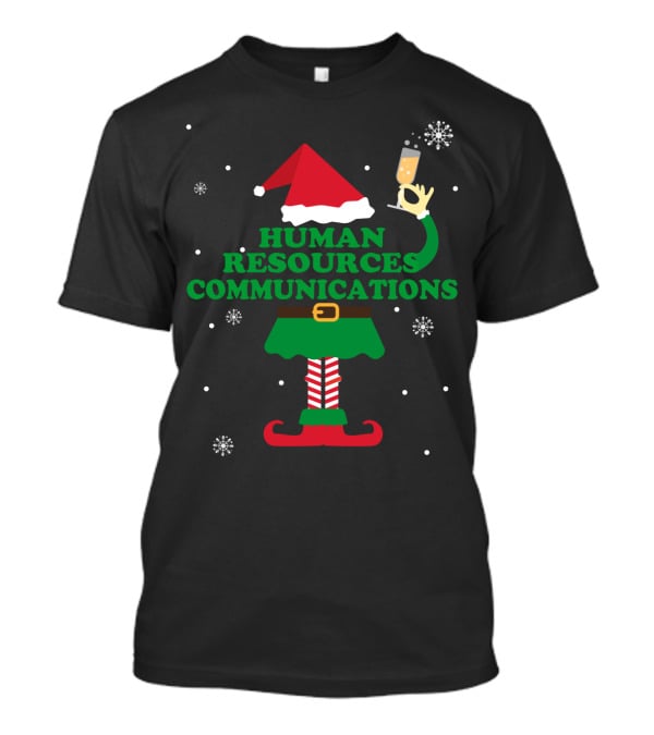 Human Resources Communications Elf Champagne Christmas T-Shirt