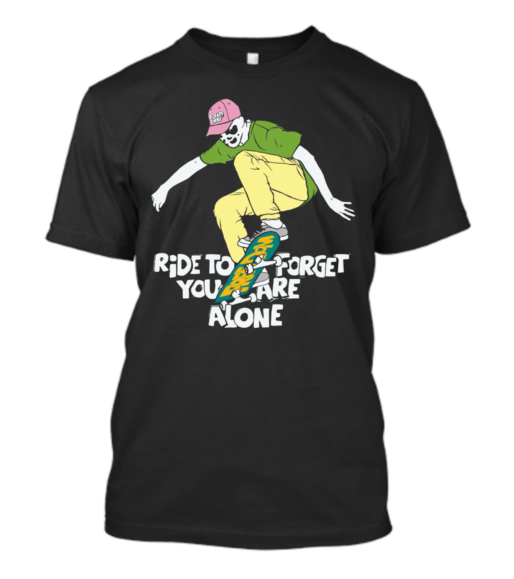 Ride To Forget You Are Alone Skateboard Freedom Skate Ride Rorschach T-Shirt