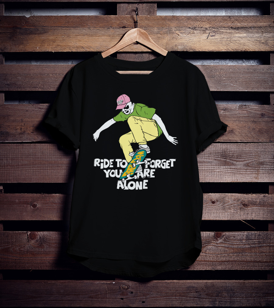 Ride To Forget You Are Alone Skateboard Freedom Skate Ride Rorschach T-Shirt