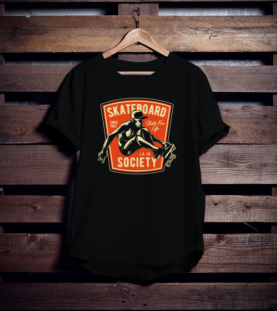 Skateboard Society Since 1983 L.a. Ca Skate For Life Vintage Skateboarding T-Shirt
