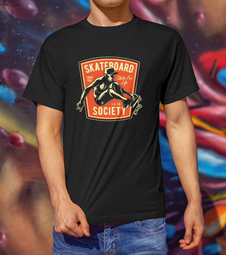 Skateboard Society Since 1983 L.a. Ca Skate For Life Vintage Skateboarding T-Shirt