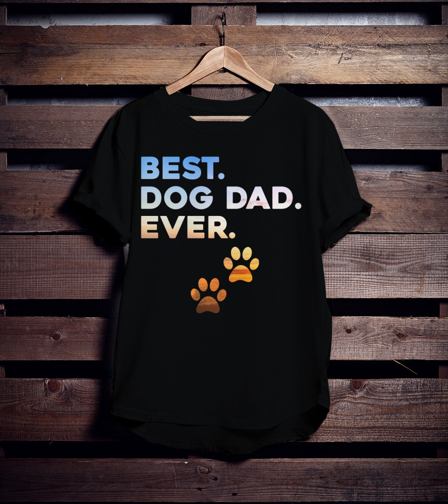 Best Dog Dad Ever Colorful Paw Print T-Shirt