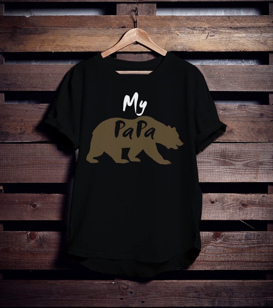 My Papa Bear Silhouette Graphic With Brown Grizzly Outline T-Shirt