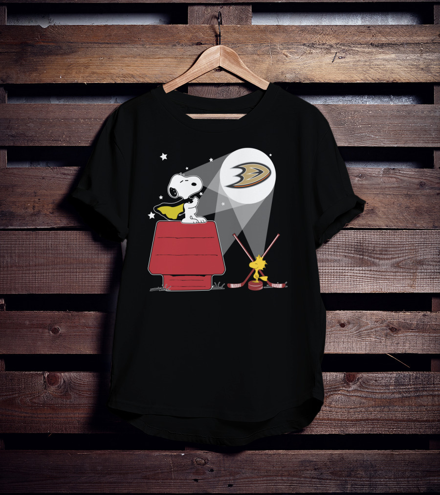 Anaheim Ducks Snoopy Woodstock Hockey Spotlight T-Shirt