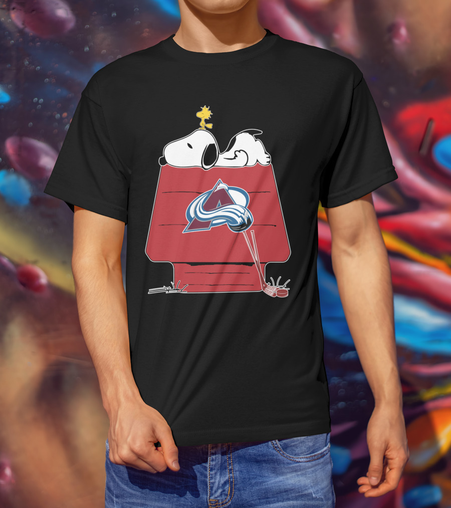 Snoopy And Woodstock Colorado Avalanche Doghouse T-Shirt