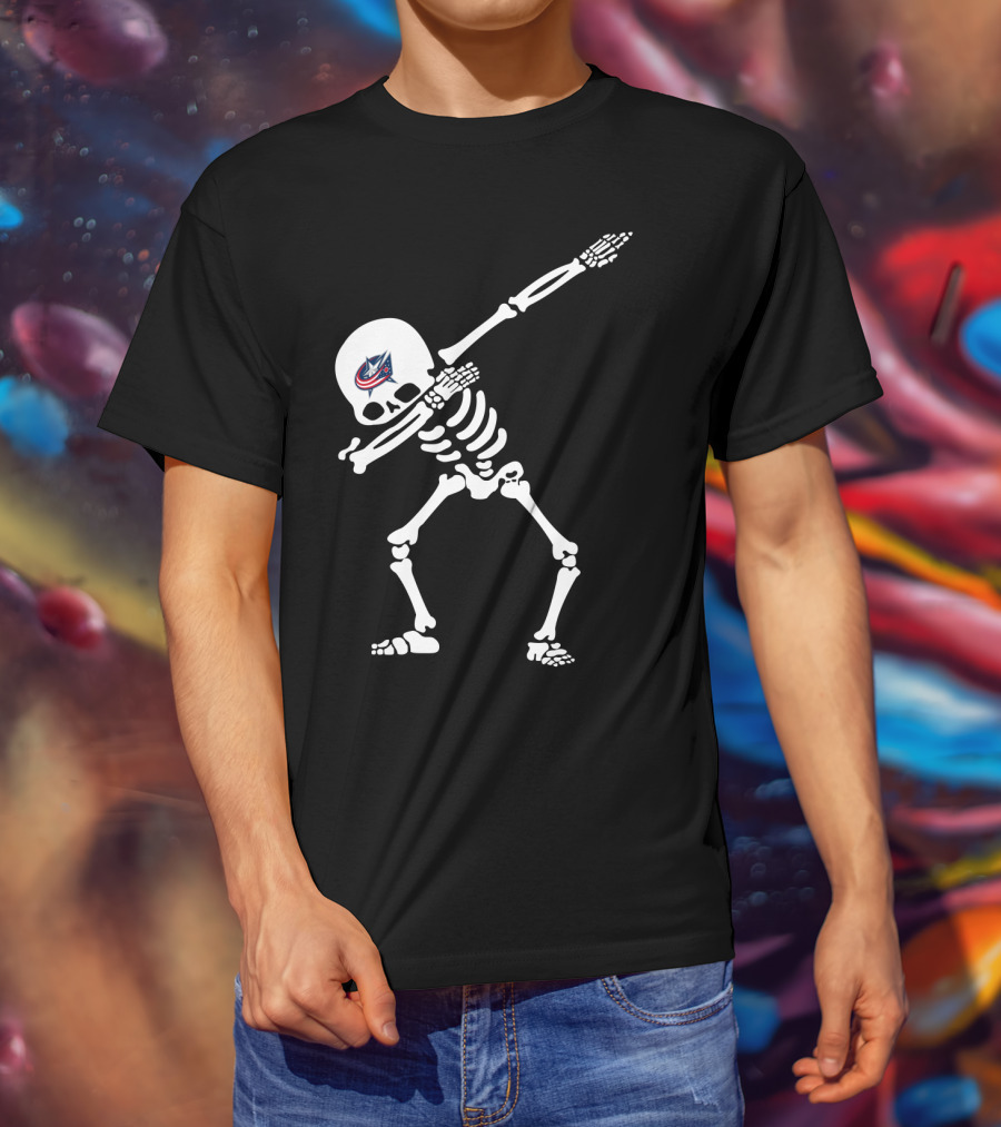 Columbus Blue Jackets Skeleton Dabbing T-Shirt