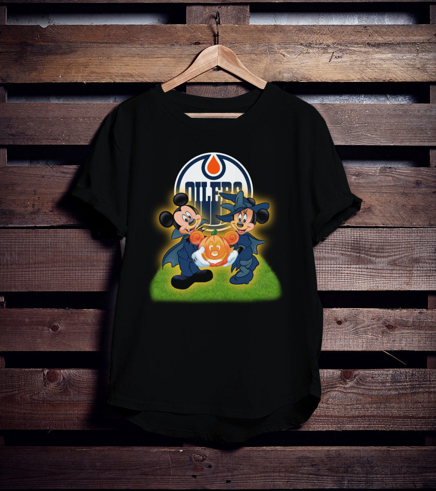 Edmonton Oilers Halloween Mickey And Friends Pumpkin T-Shirt