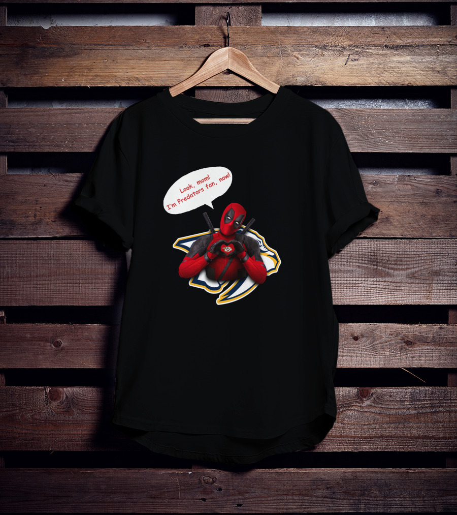 Nashville Predators Fan Now With Deadpool Image And Text T-Shirt