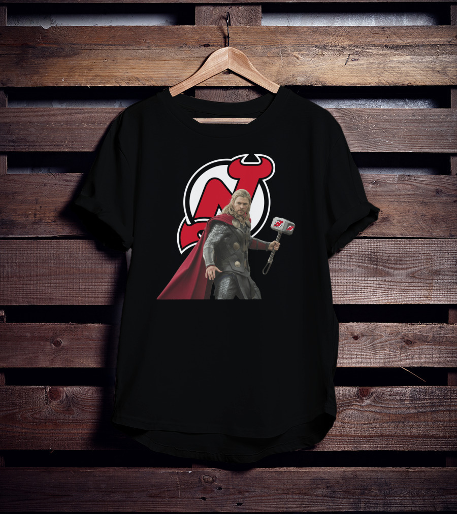 New Jersey Devils Thor Mjolnir Logo Mashup T-Shirt