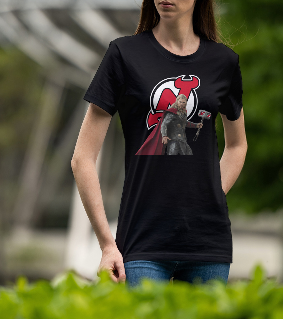 New Jersey Devils Thor Mjolnir Logo Mashup T-Shirt