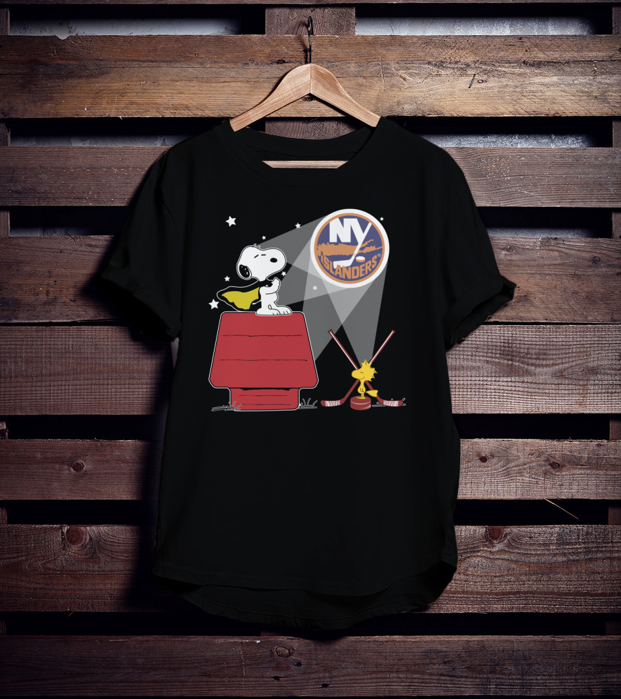 Ny Islanders Snoopy Woodstock Hockey Fan Scene T-Shirt