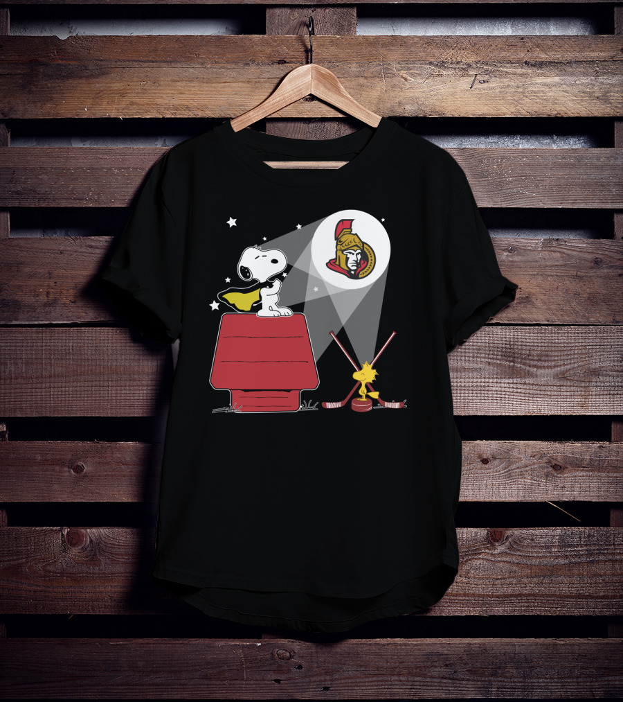 Snoopy And Woodstock Ottawa Senators Nhl Hockey Fan Tribute T-Shirt