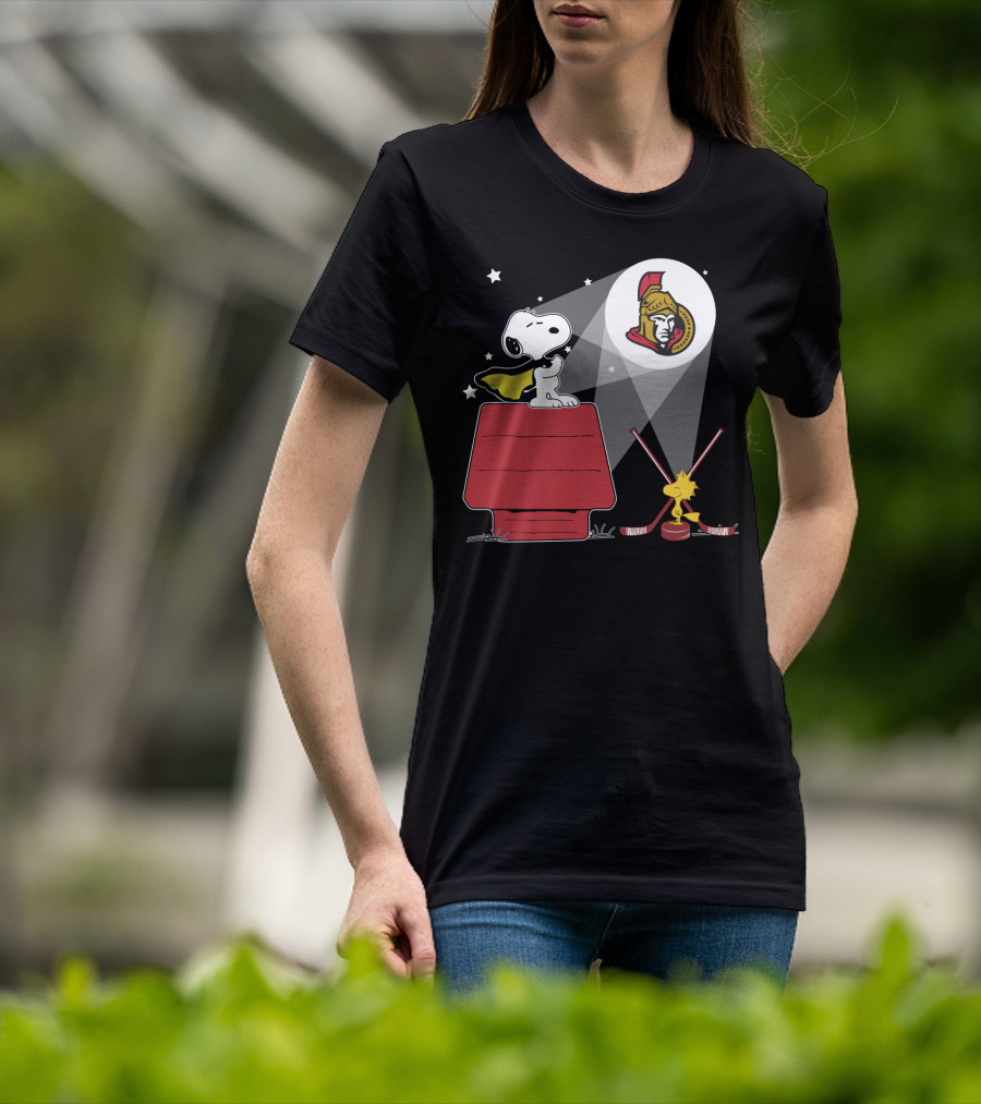 Snoopy And Woodstock Ottawa Senators Nhl Hockey Fan Tribute T-Shirt
