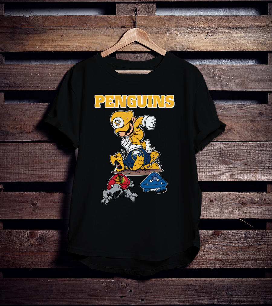 Penguins Gamer Style Nintendo Crossover With Hockey Team Elements T-Shirt