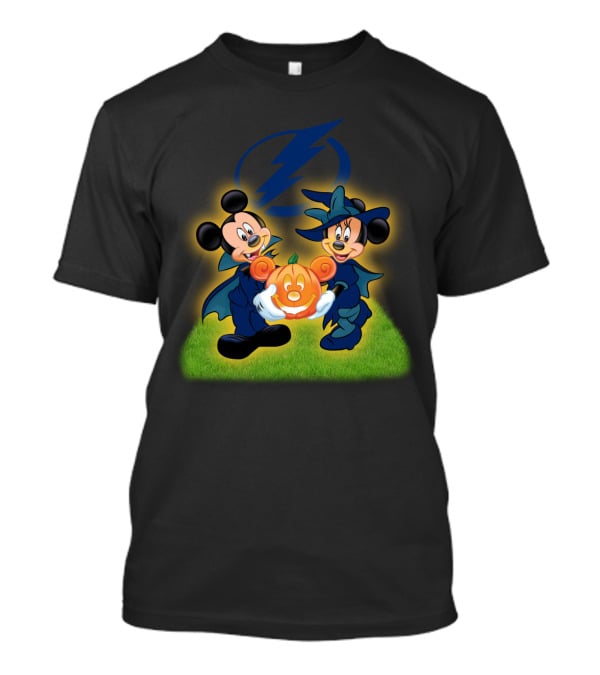 Halloween Tampa Bay Lightning Mickey And Minnie With Pumpkin T-Shirt