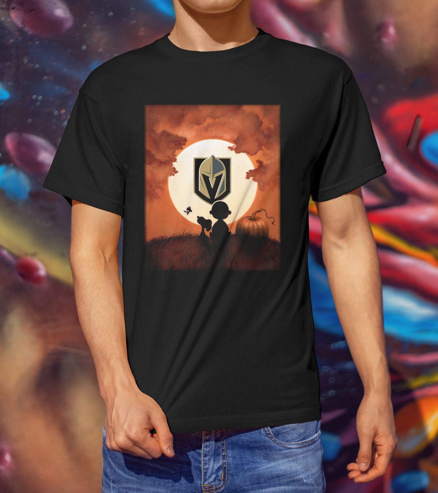 Halloween Vegas Golden Knights Full Moon Pumpkin Patch T-Shirt