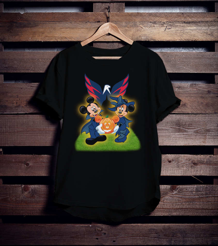 Halloween Washington Capitals Mickey And Minnie With Pumpkin T-Shirt