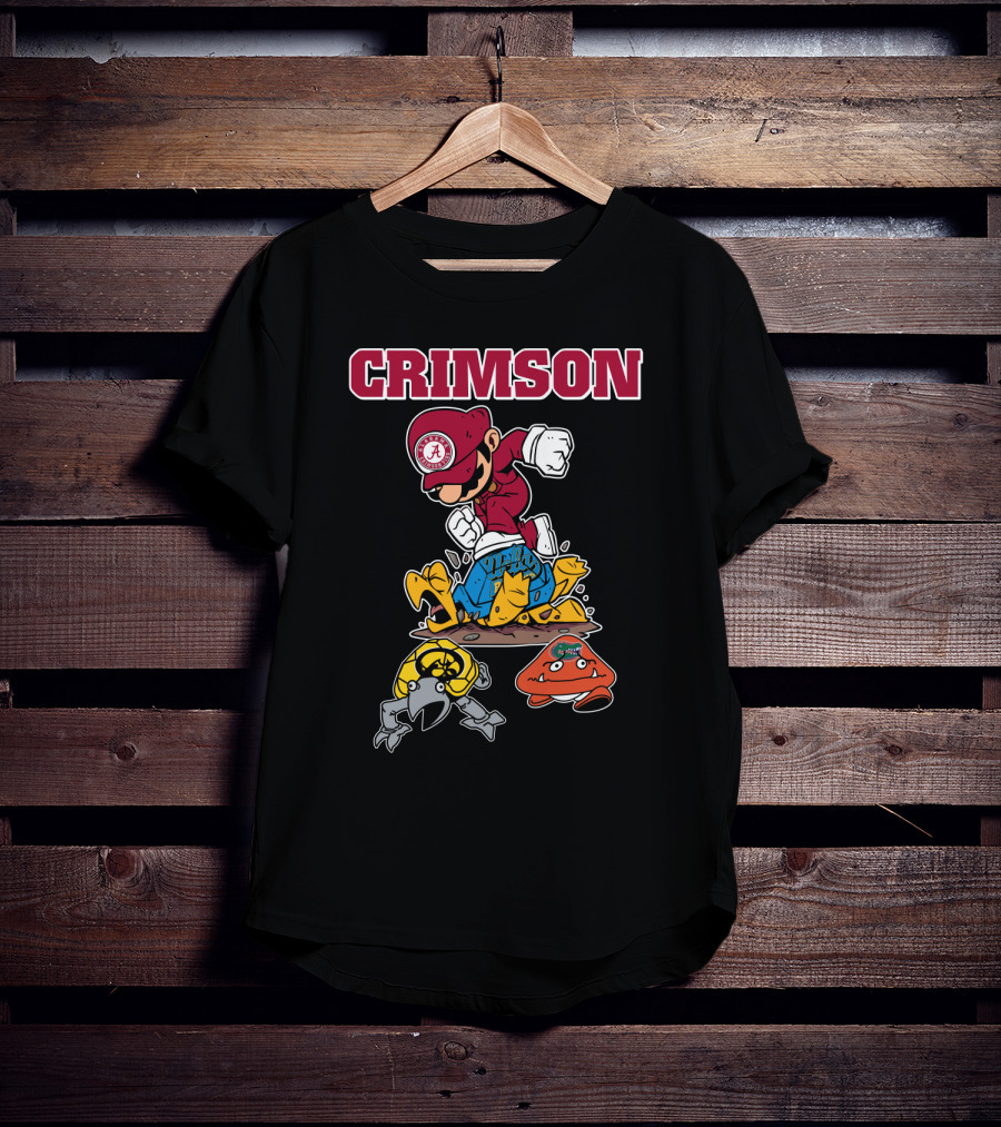 Crimson Alabama Football Parody Of Iconic Gaming Character With Rival Teams T-Shirt