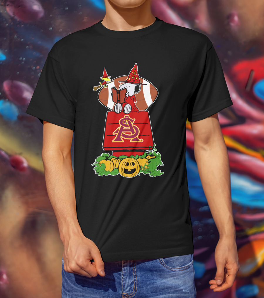 Halloween Arizona State Sun-Devils Snoopy Witch Peanuts Football Pumpkin Patch T-Shirt