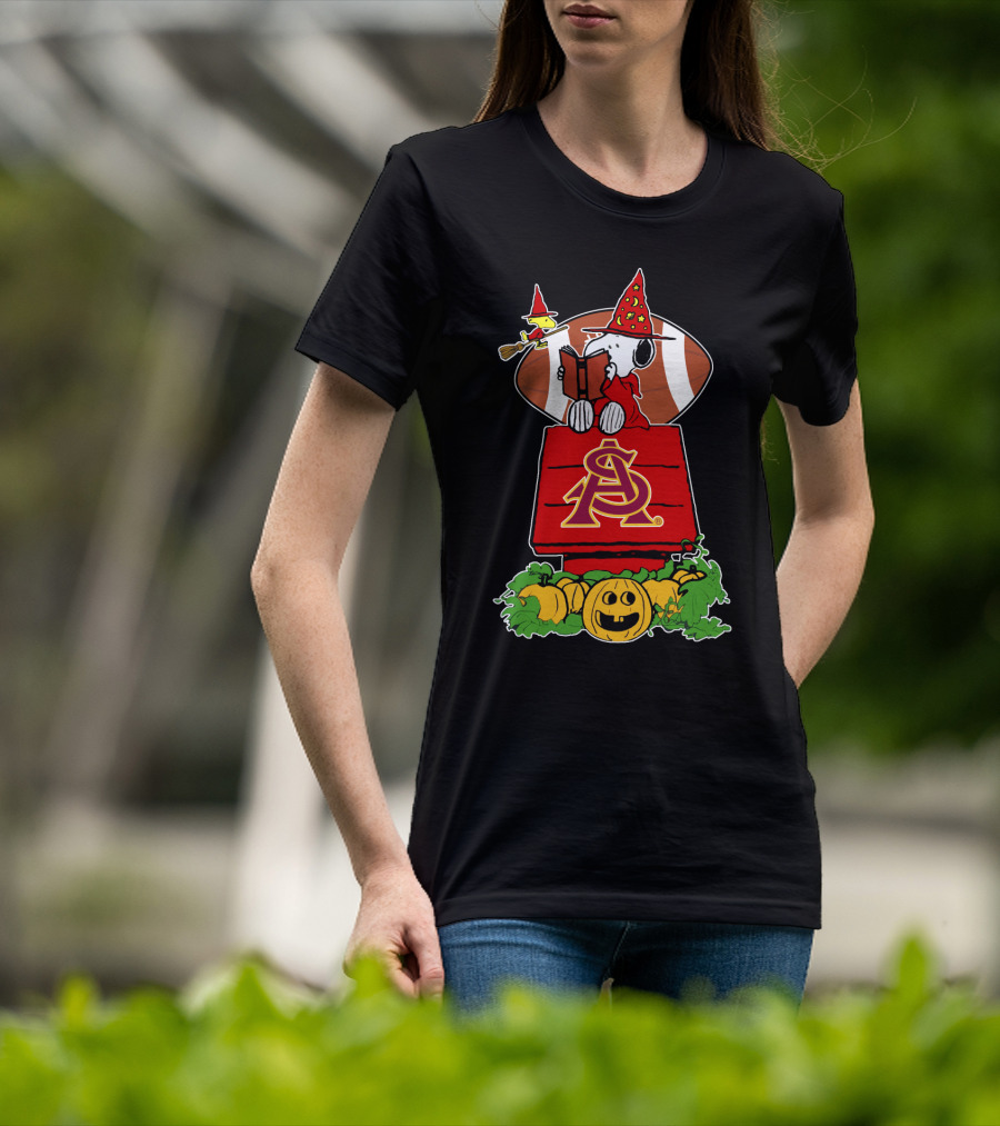 Halloween Arizona State Sun-Devils Snoopy Witch Peanuts Football Pumpkin Patch T-Shirt