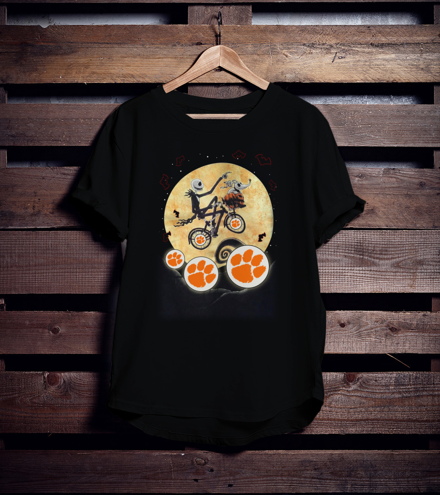 Halloween Clemson Football Jack Skellington E.t. Moon T-Shirt