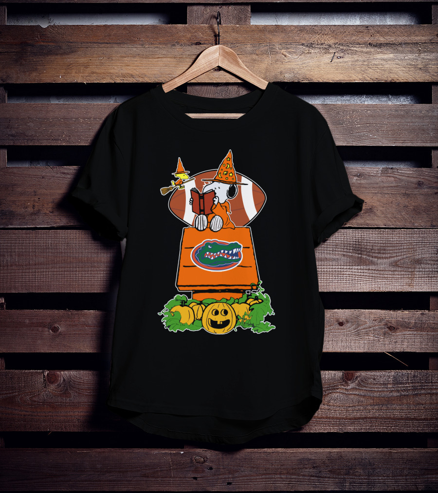 Florida Gators Halloween Football Peanuts Snoopy Woodstock Pumpkins T-Shirt
