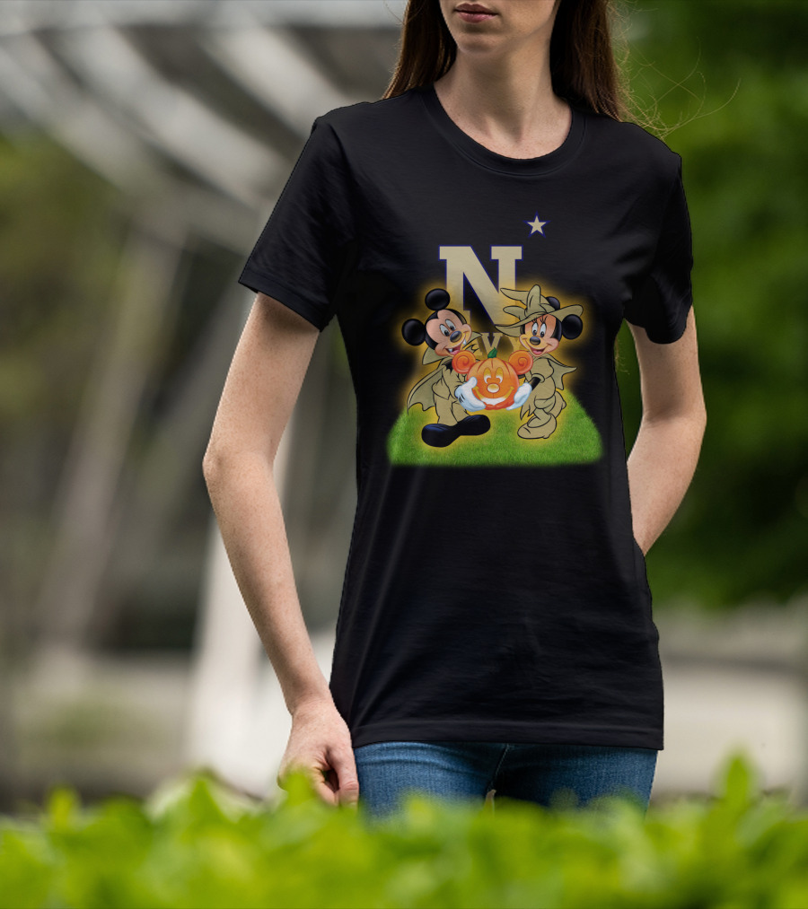 Navy Halloween Mickey Pumpkin Cartoon Star T-Shirt
