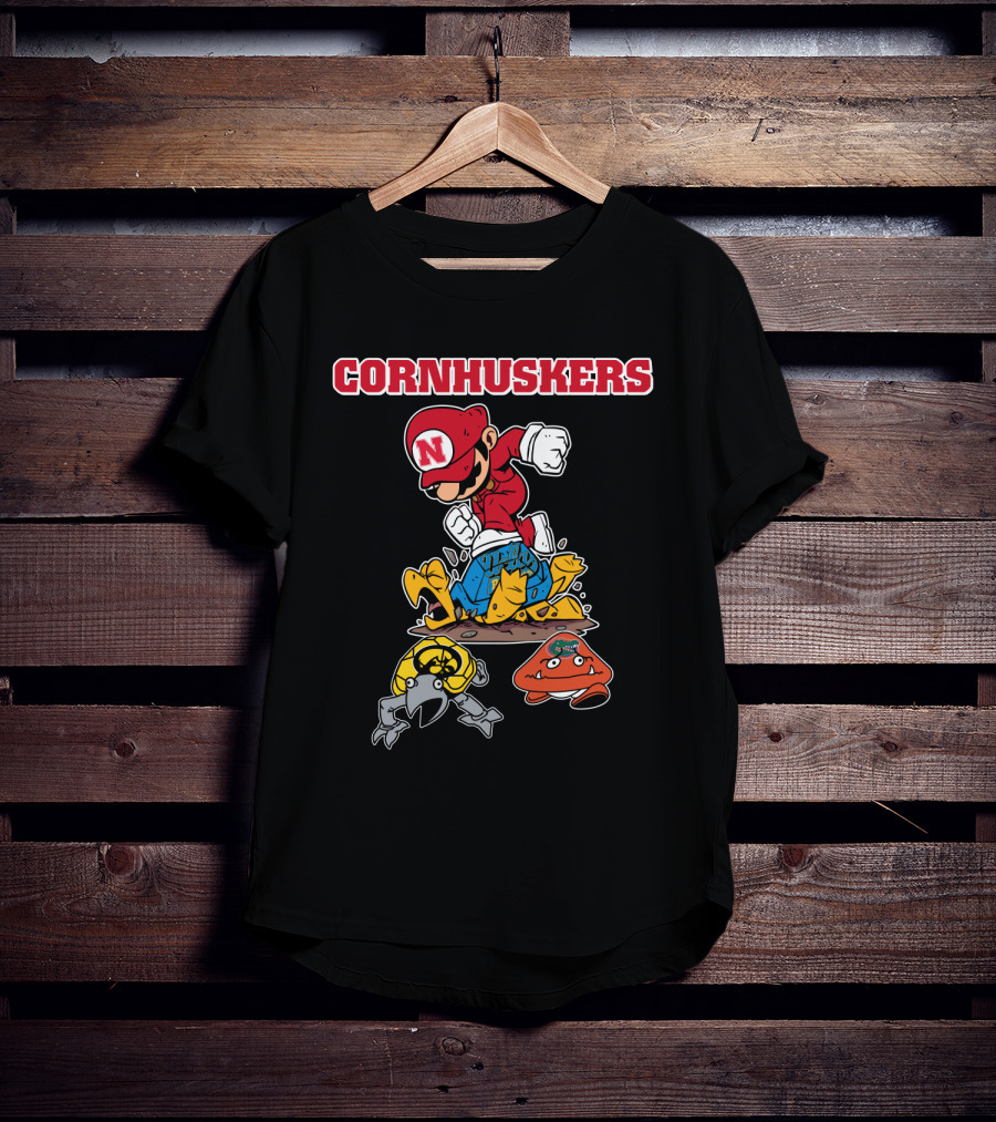 Nebraska Cornhuskers Football Super Mario Style Victory Over Opponents T-Shirt
