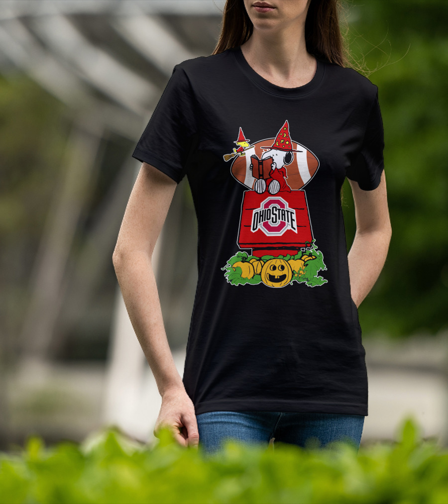 Ohio State Buckeyes Halloween Football Peanuts Snoopy Woodstock T-Shirt