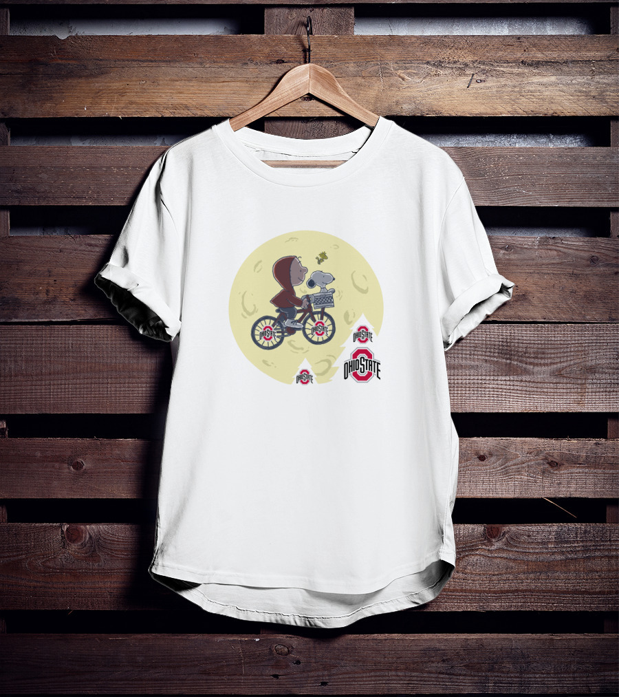 Ohio State Buckeyes Halloween Moon Ride With Beagle And Bicycle T-Shirt