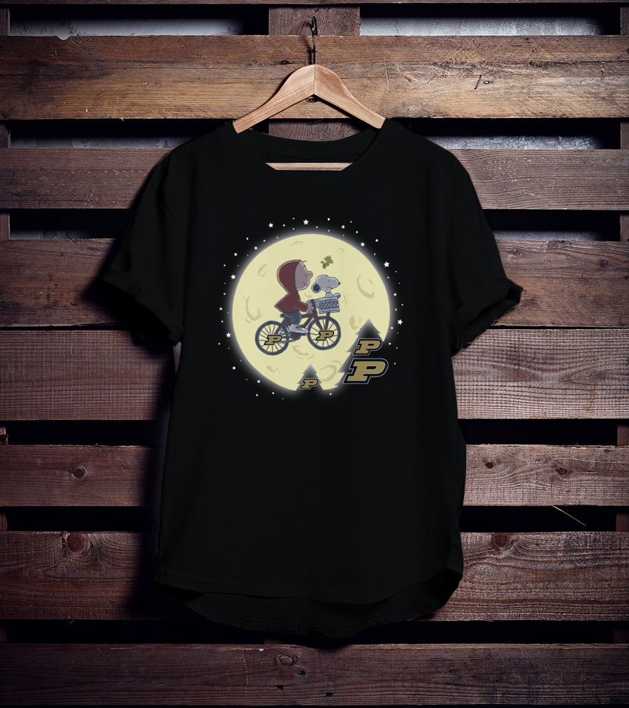 Purdue Football Halloween Peanuts Moon P Bicycle Ride T-Shirt